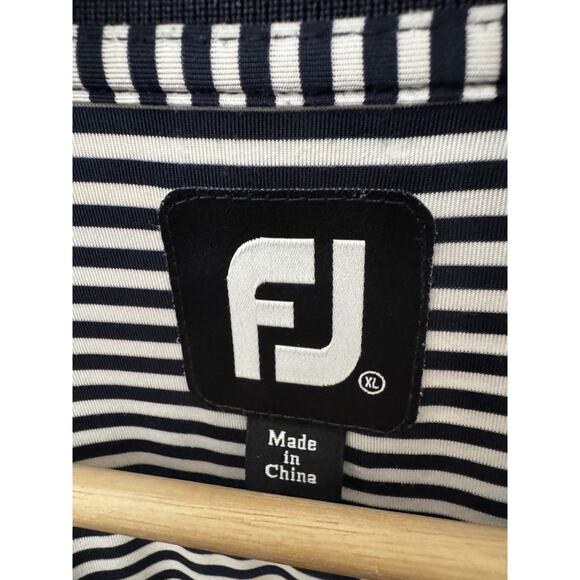 FootJoy Striped Golf Polo XL Navy White 1757 Golf Club FJ Logo - Picture 8 of 9